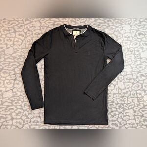 Men's Black Long Sleeve Henley Shirt